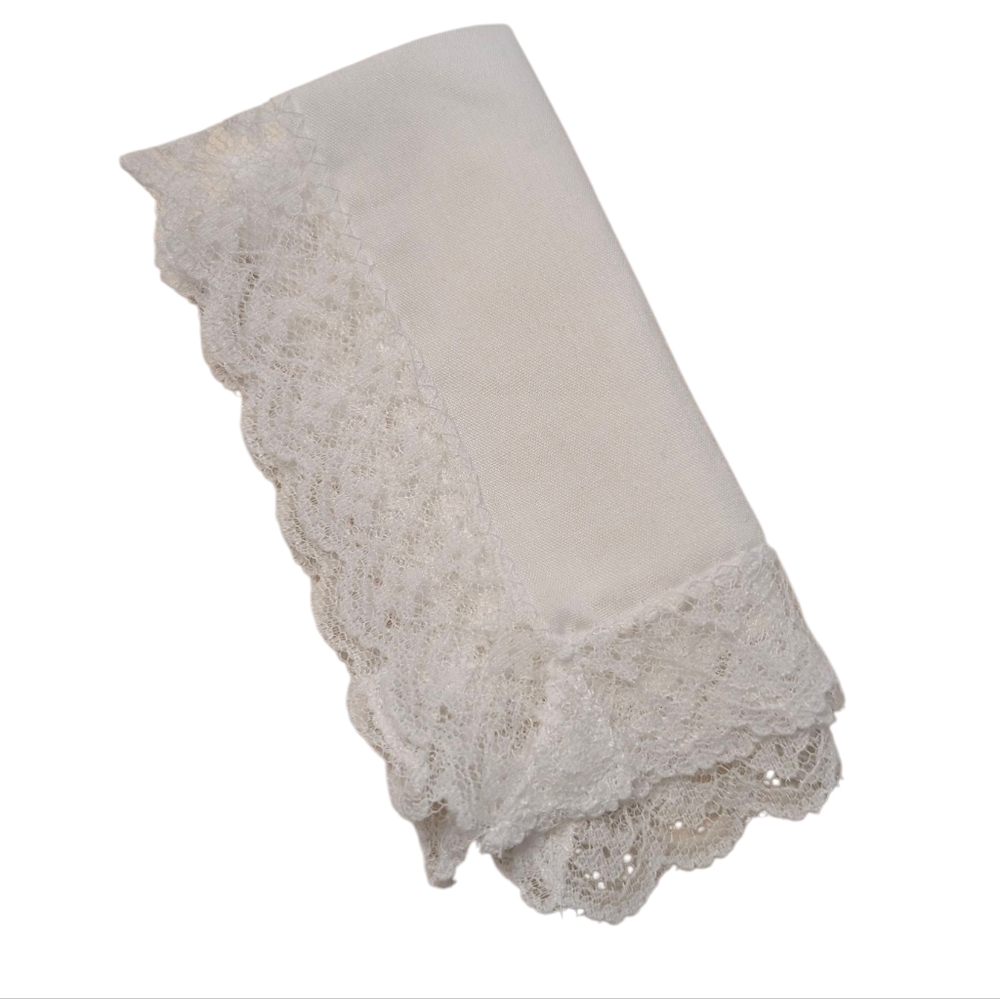 VINTAGE Lace Handkerchief White Cotton Desco Austria 10x10 Bridal